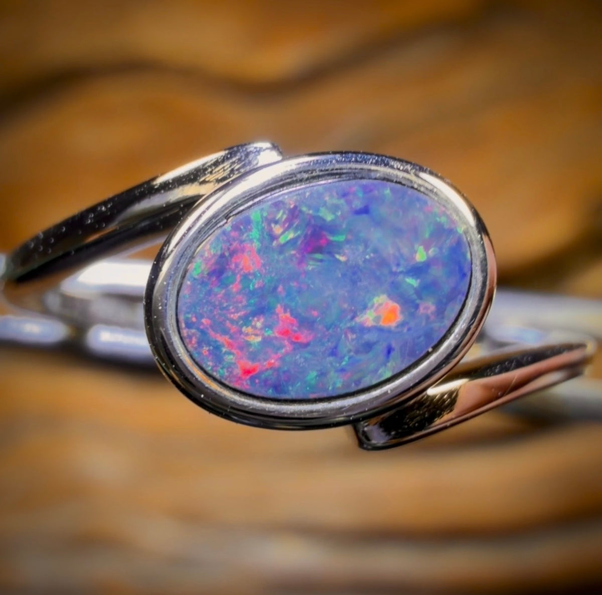 Sterling Silver - Queensland Boulder Opal Doublet Ring