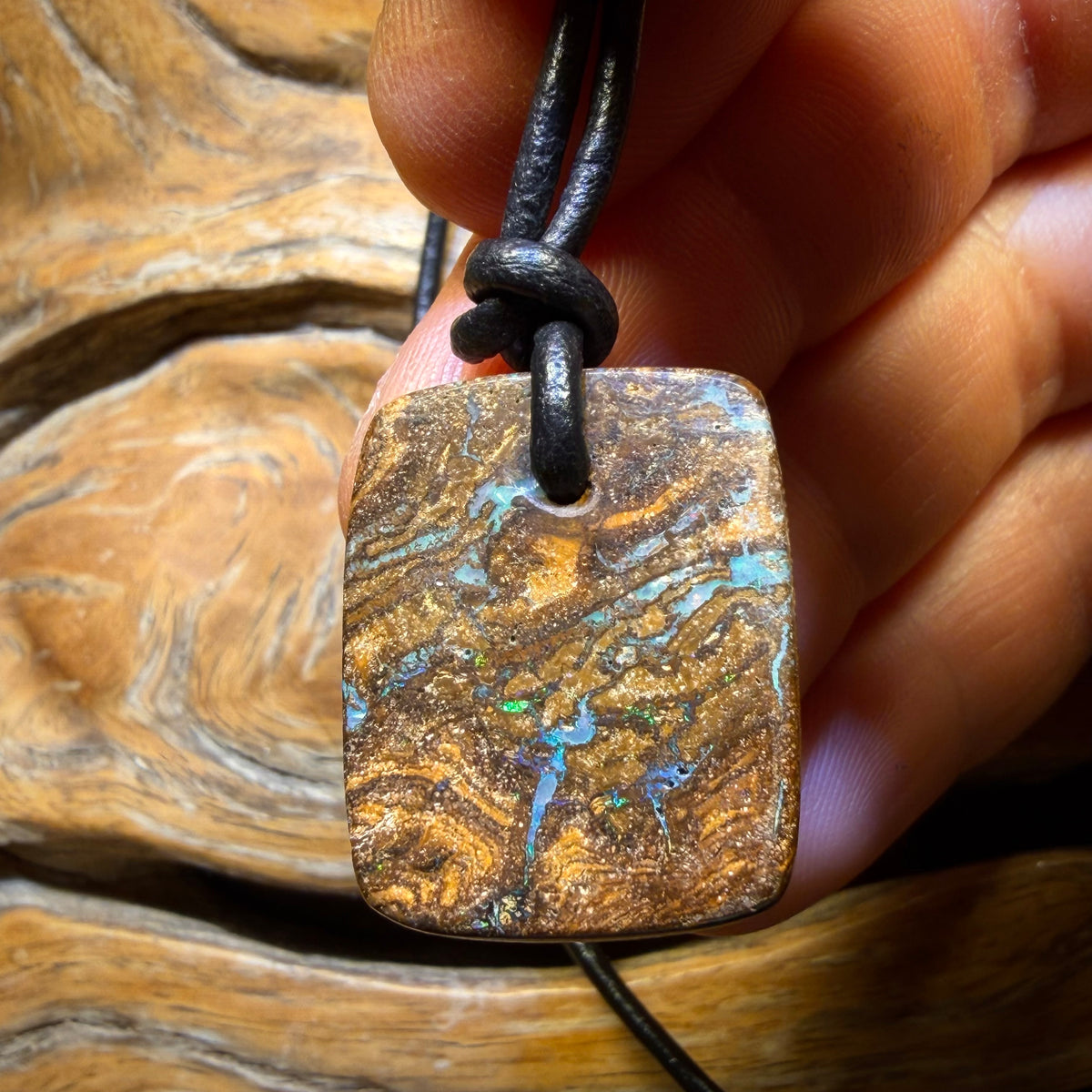 Dad Card! 25 x 21mm - Drilled Queensland Boulder Opal Necklace