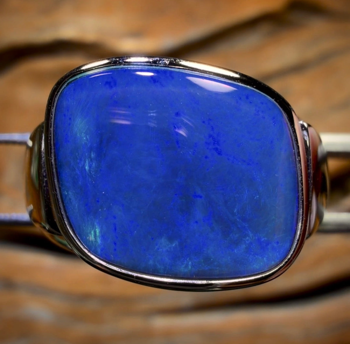 Sterling Silver - XLarge Unisex Queensland Boulder Opal Doublet Ring UNISEX