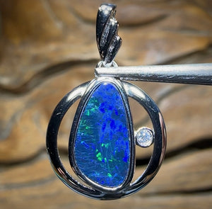 ￼Sterling Silver - Australian Boulder Opal Doublet Pendant - Opal Whisperers