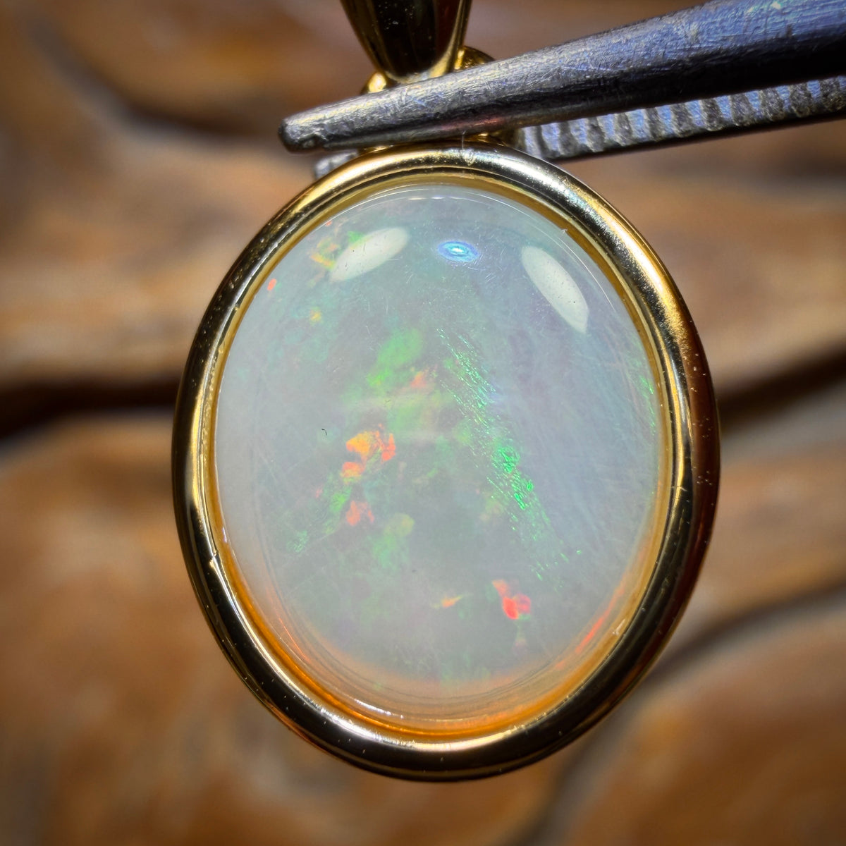 Sterling Silver Gold Plated - Solid South Australian Crystal Opal Pendant