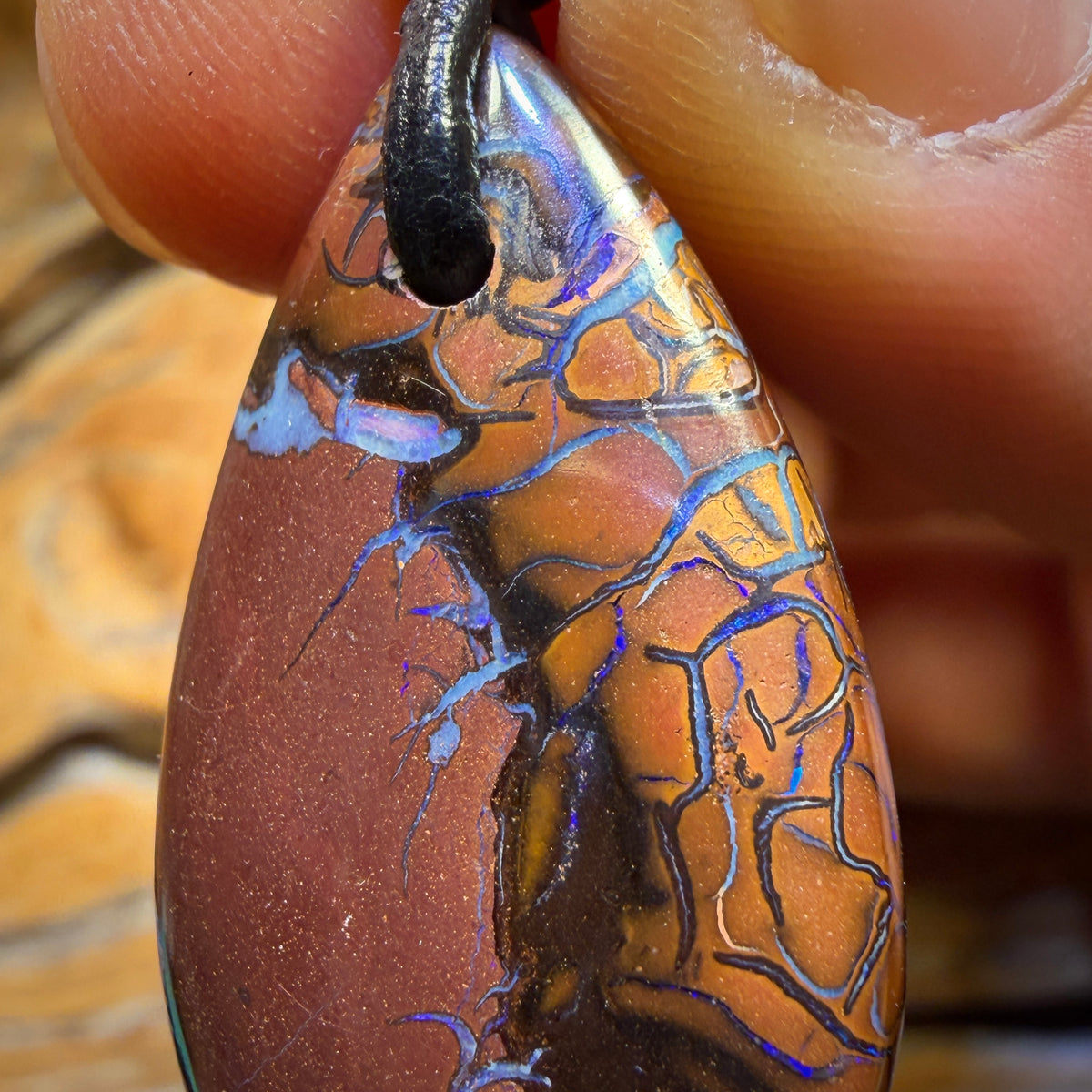 33 x 19mm - Drilled Tribal Queensland Boulder Opal Necklace
