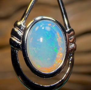 Sterling Silver - Solid South Australian Crystal Opal Pendant - Opal Whisperers