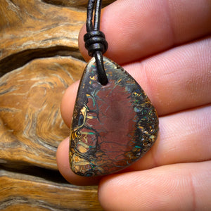 Bargain Card! 32 x 23mm - Drilled Tribal Queensland Boulder Opal Necklace