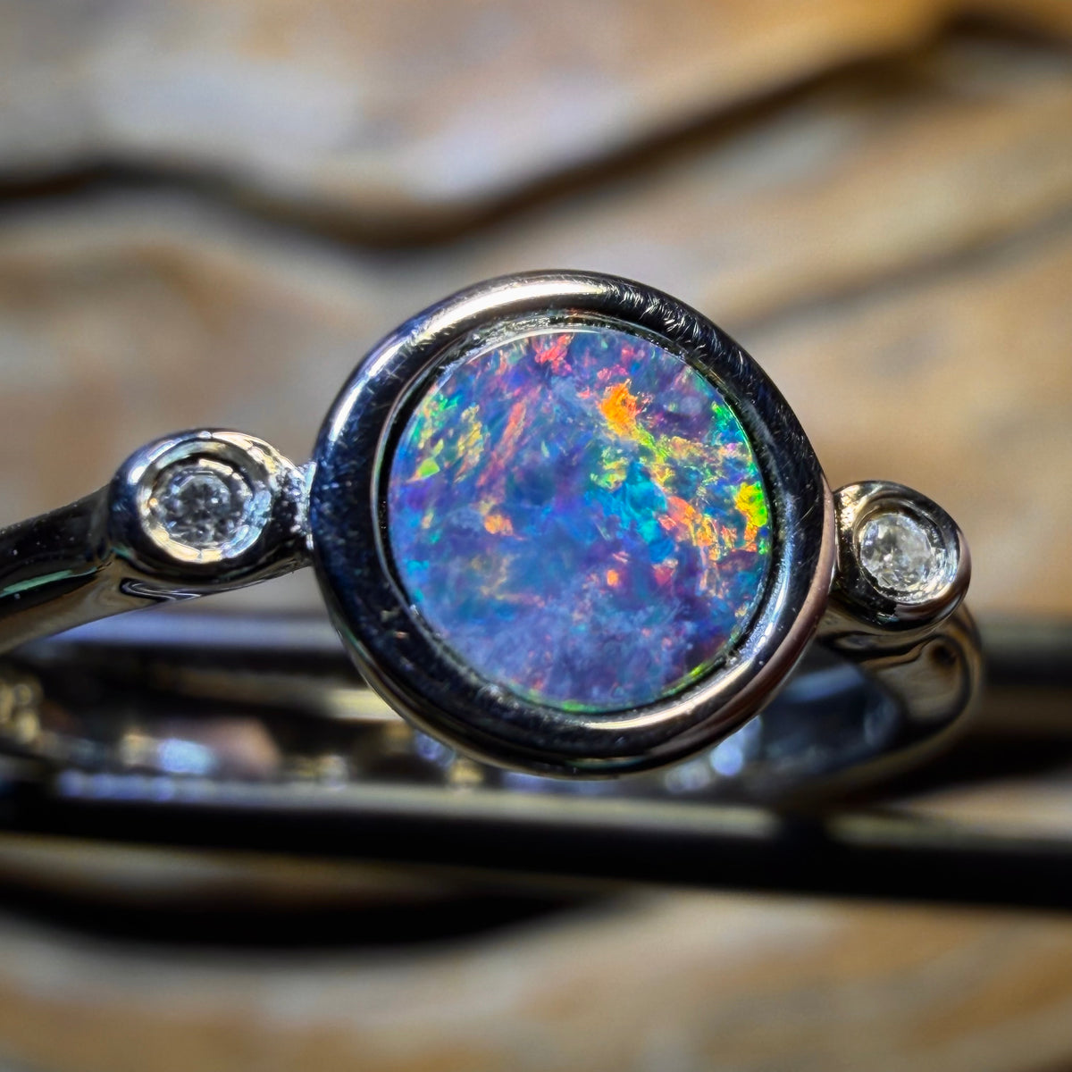 Sterling Silver - Queensland Boulder Opal Doublet Ring