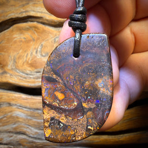 39 x 23mm - Drilled Tribal Queensland Boulder Opal Necklace