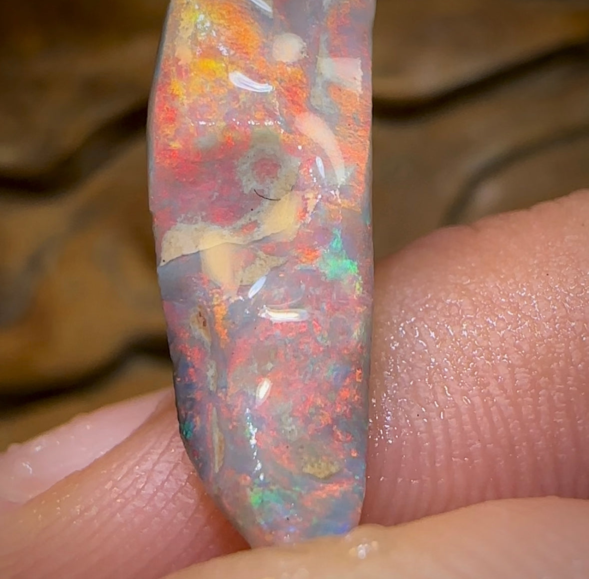 7.3cts - Top Lightning Ridge Dark Opal Rub with Red Fire - Opal Whisperers