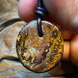 HDW 25 x 22mm - Drilled Tribal Queensland Boulder Opal Necklace. Australian Opal