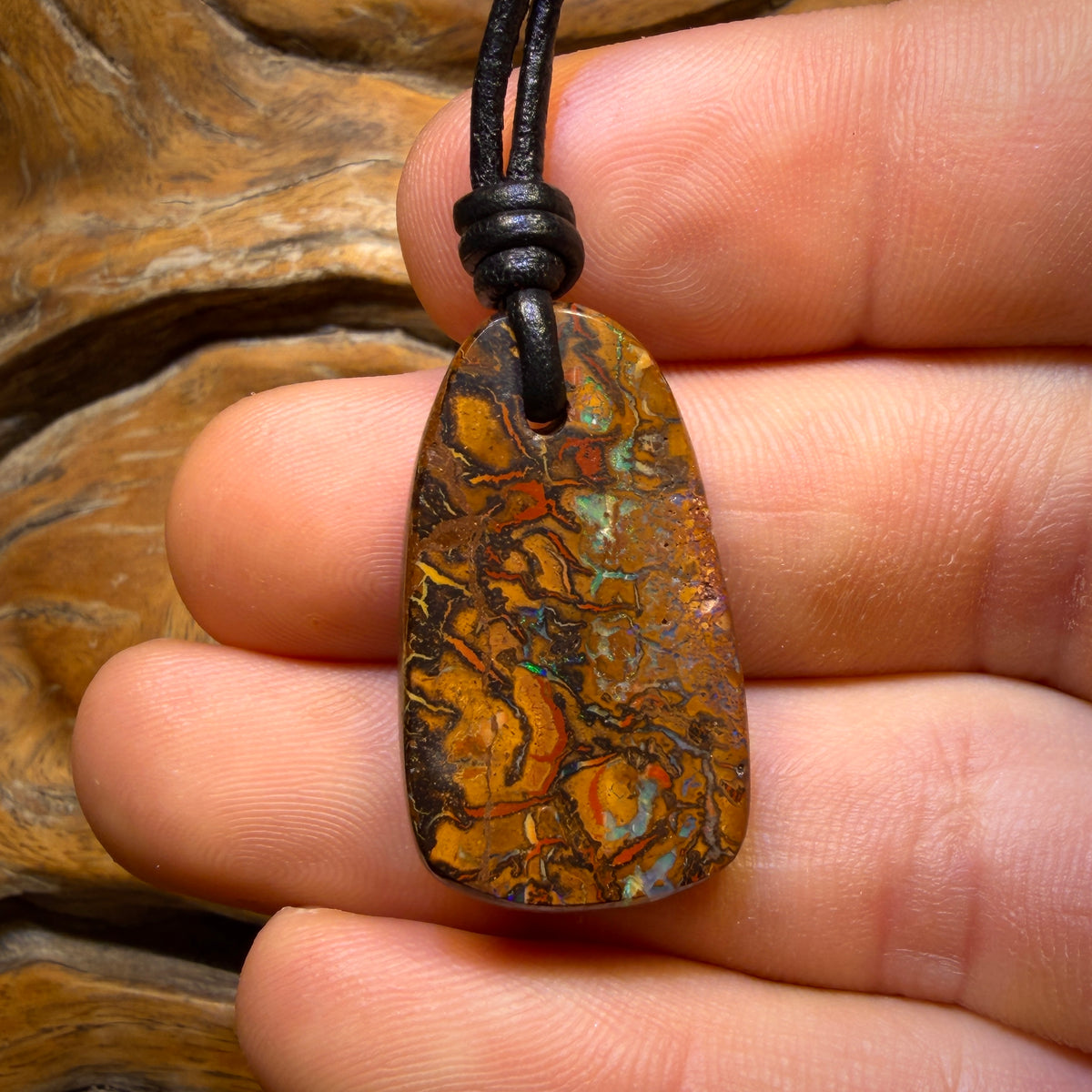 30 x 17mm - Drilled Tribal Queensland Boulder Opal Necklace