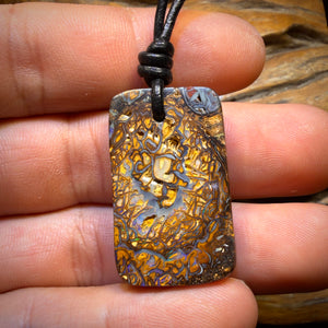 WILDCARD! 32 x 19mm - Drilled Tribal Queensland Boulder Opal Necklace