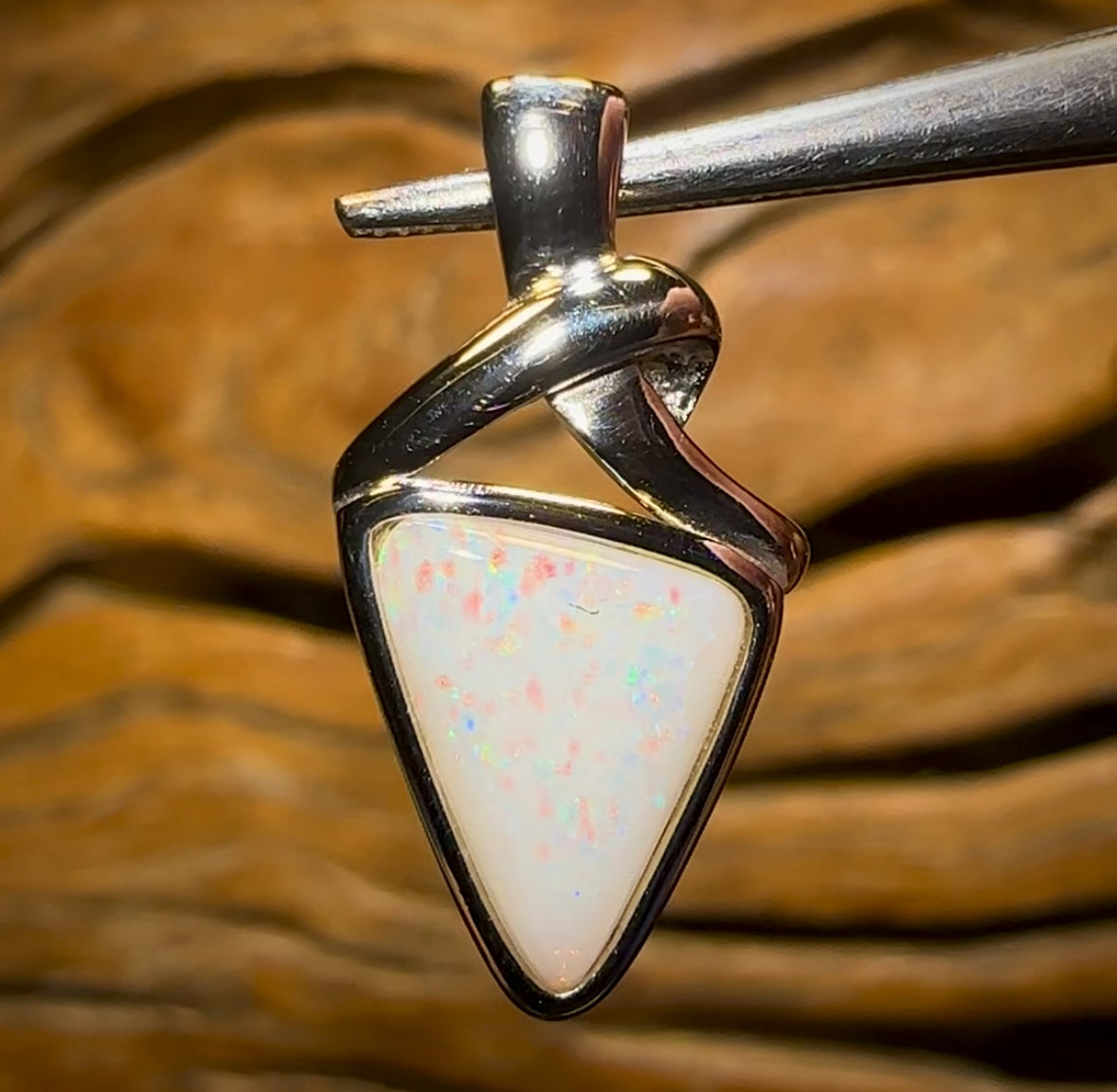 Sterling Silver - Solid South Australian White Opal Pendant