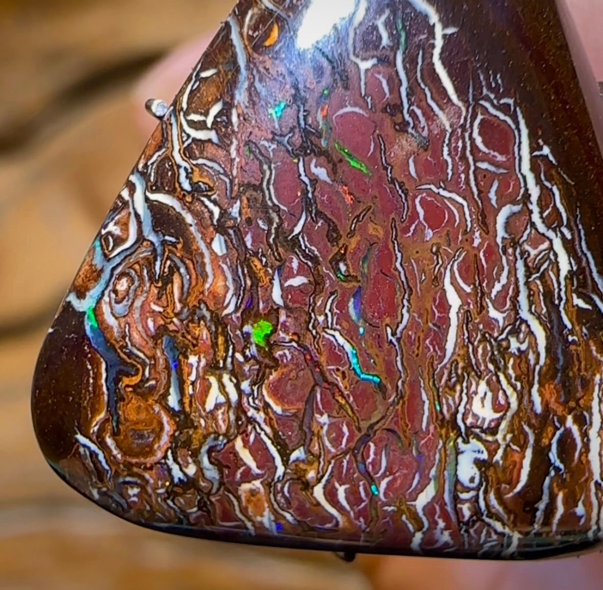 16.4cts - Great Tribal Pattern Queensland Boulder Opal - Opal Whisperers