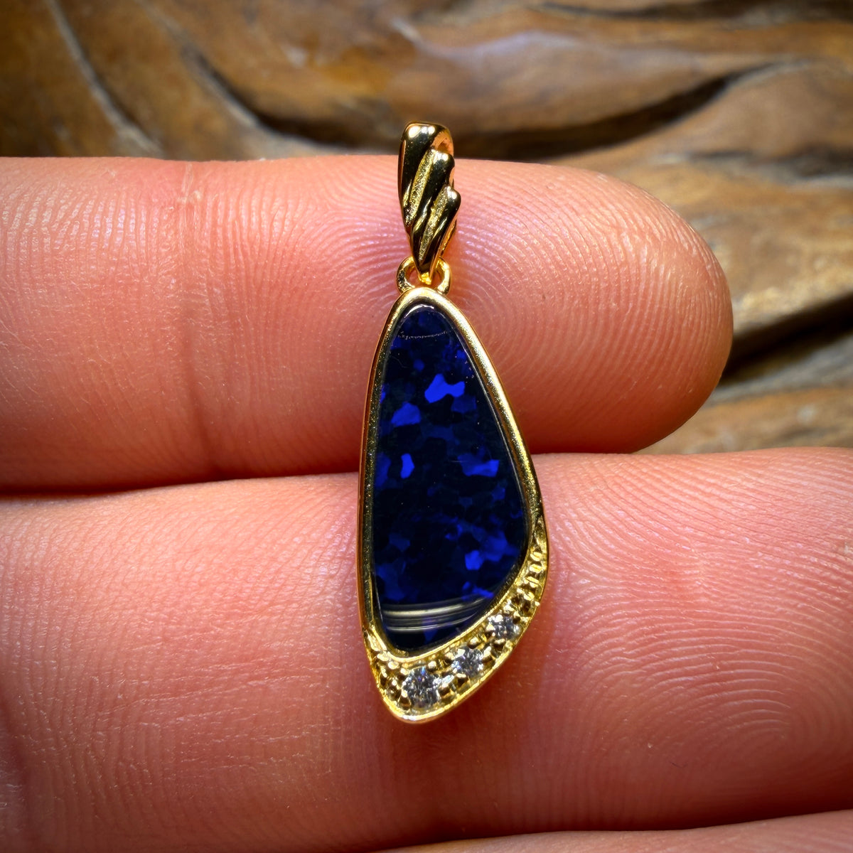 Sterling Silver Midnight Blue Gold Plated - Queensland Boulder Opal Doublet Pendant
