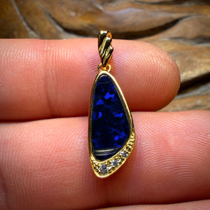 Sterling Silver Midnight Blue Gold Plated - Queensland Boulder Opal Doublet Pendant