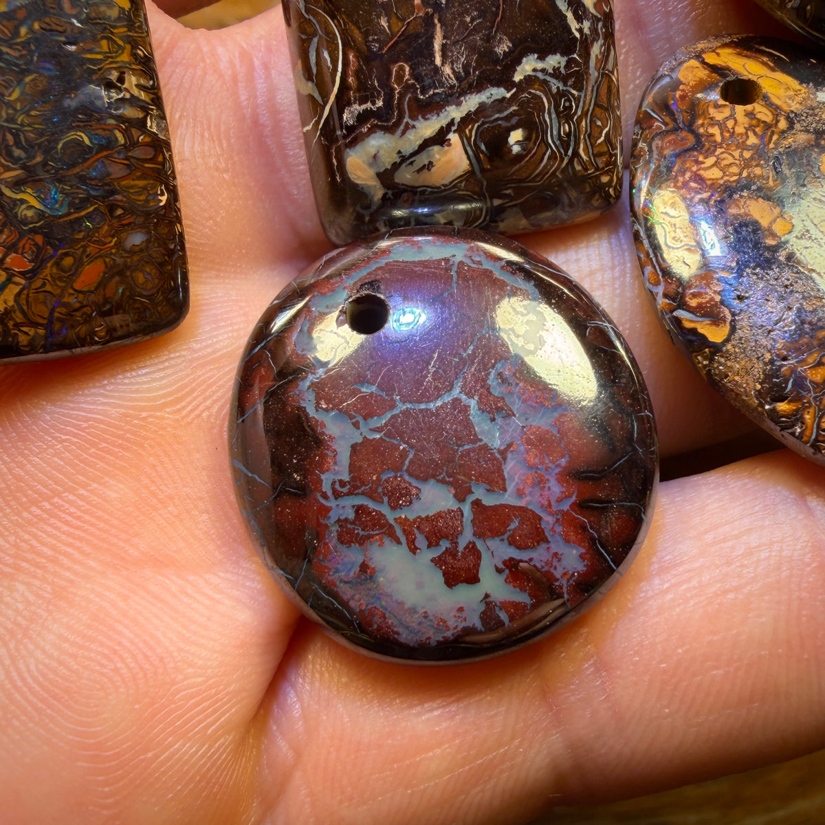 🔒154.2cts - 5x Drilled Tribal Queensland Boulder Opals. BARGAIN Wholesale Parcel