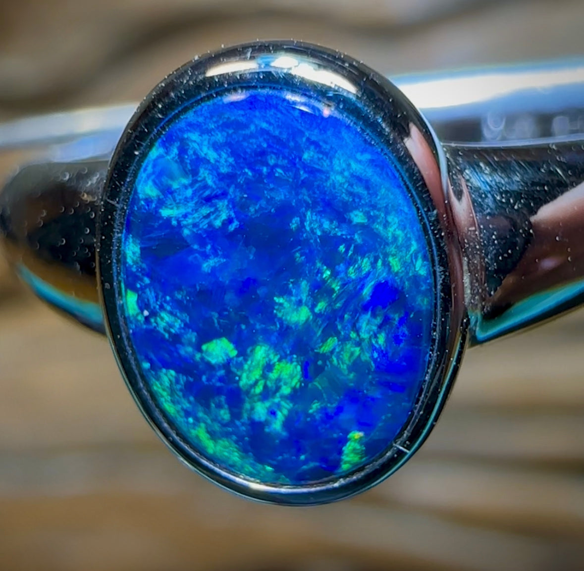 14K White Gold - Queensland Boulder Opal Doublet Ring - Opal Whisperers
