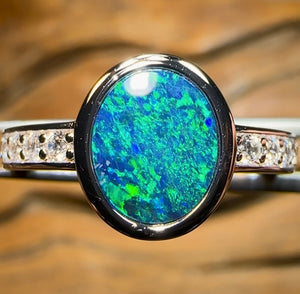 St. Silver - Queensland Boulder Opal Doublet Ring - Opal Whisperers