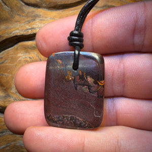 Half Price Card! 31 x 24mm - Drilled Tribal Queensland Boulder Opal Necklace