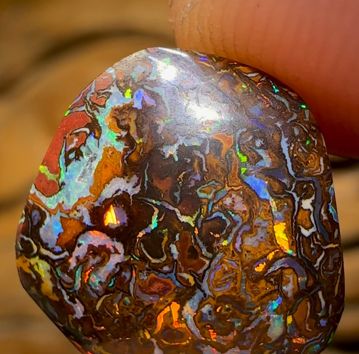 6.7cts - Tribal Yowah Nut Opal. Electric Multicolours!