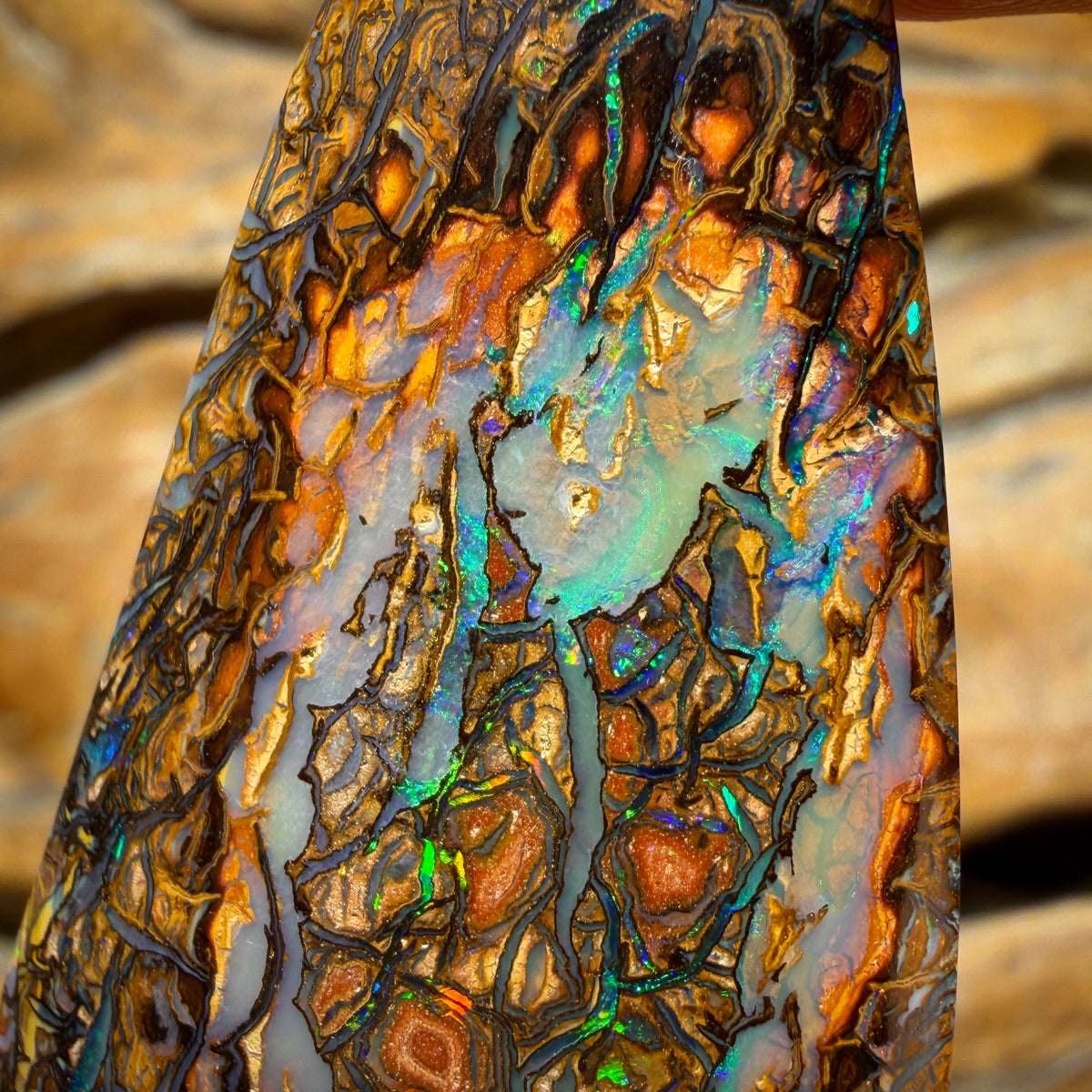 57.3cts - Top Tribal Artistic Queensland Boulder Opal from Yowah