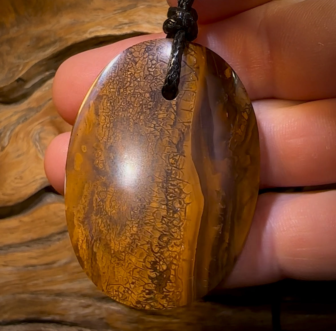 52 x 37mm - BIG Oval Drilled Boulder Opal Pendant w/ Eco Friendly Vegan Cord