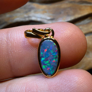 Sterling Silver Gold Plated - Queensland Boulder Opal Doublet Pendant