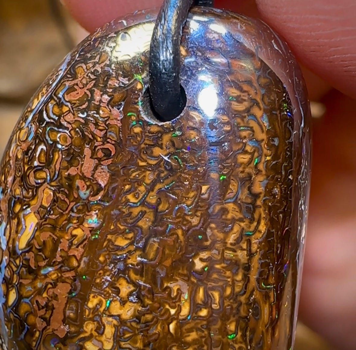 30 x 21mm - Drilled Australian Boulder Opal Necklace - Opal Whisperers