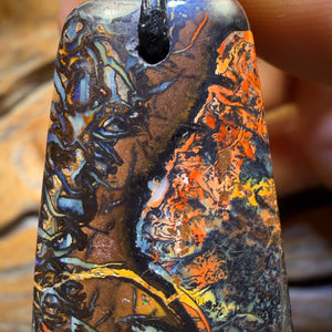 38 x 23mm - Drilled Intricate Tribal Queensland Boulder Opal Necklace