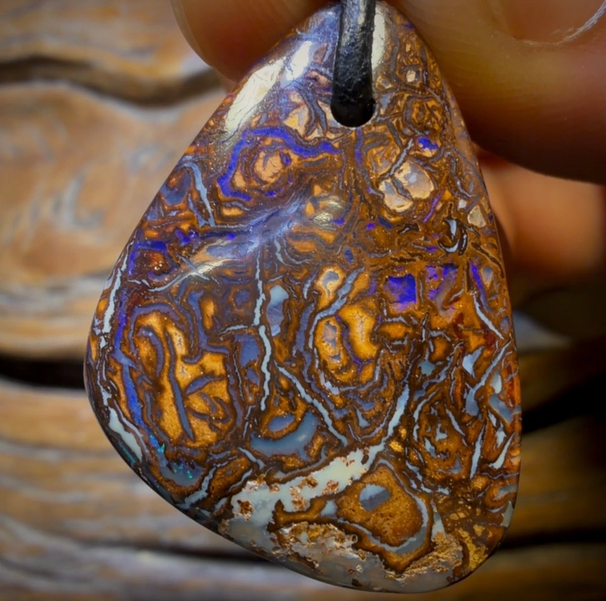 32 x 23mm - Drilled Tribal Queensland Boulder Opal Necklace