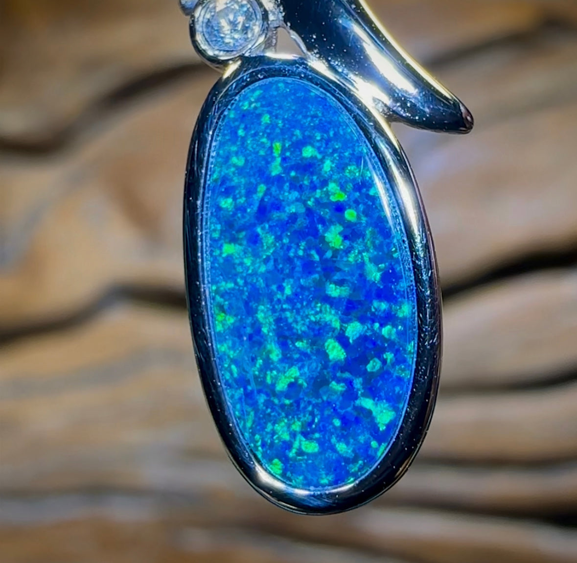 Sterling Silver - Electric Blue Green Queensland Boulder Opal Doublet Pendant - Opal Whisperers