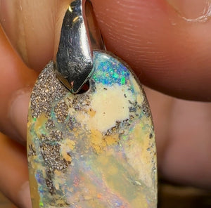 Sterling Silver - Australian Boulder Opal Drilled Pendant - Opal Whisperers