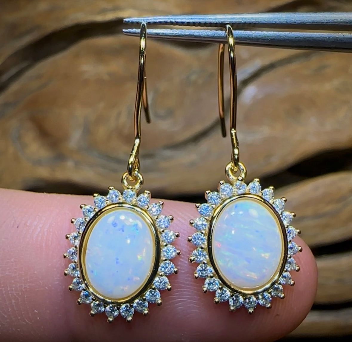 Sterling Silver - South Australian White Opal Hook Earrings - Opal Whisperers