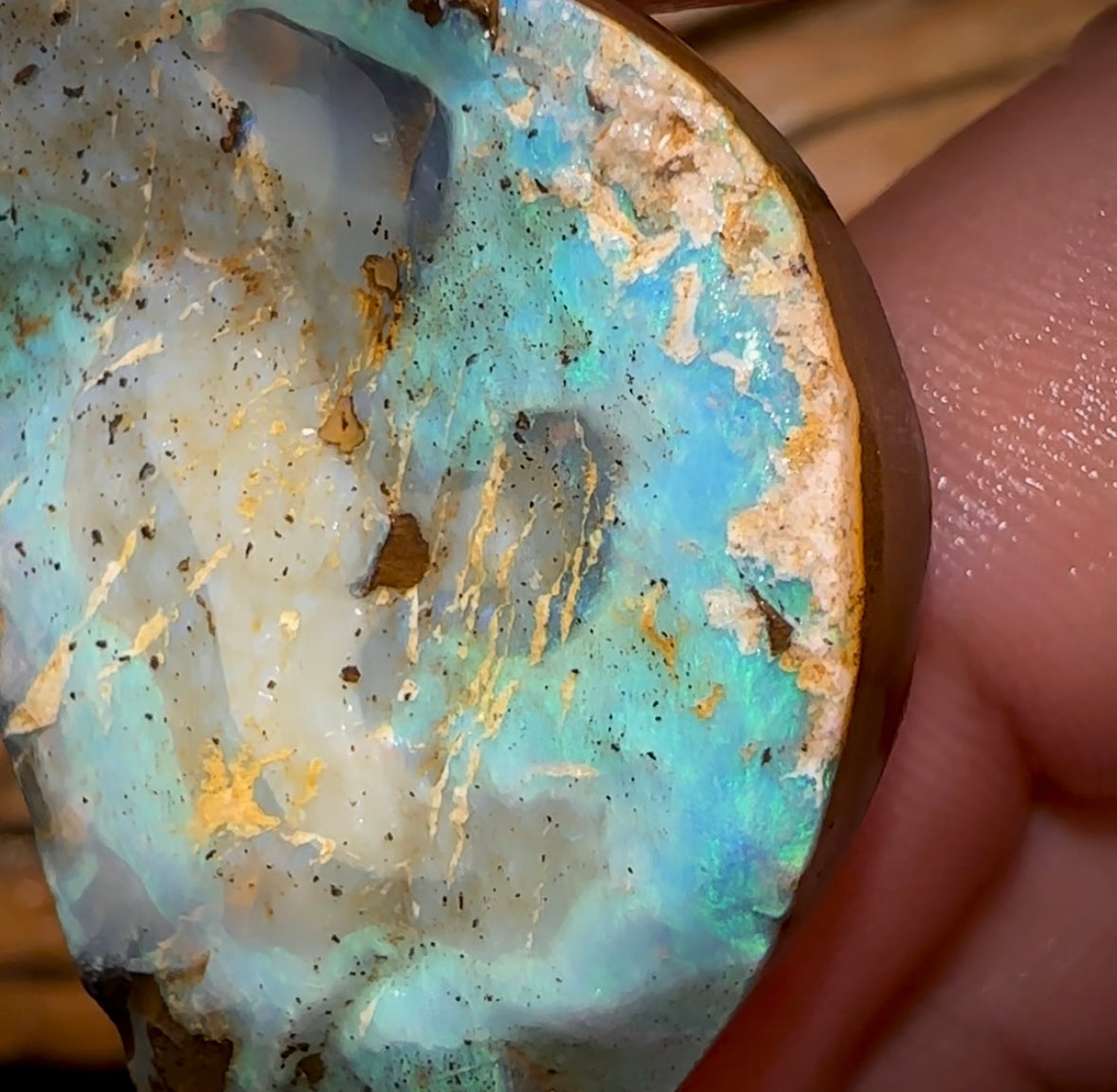 78.5cts - Australian Boulder Opal Rough Preform. Natural Split - Opal Whisperers