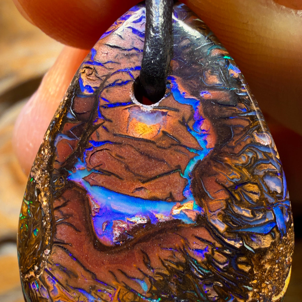 31 x 22mm - Drilled Tribal Queensland Boulder Opal Necklace