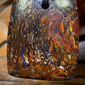 Dad Card! 26 x 21mm - Drilled Tribal Queensland Boulder Opal Necklace