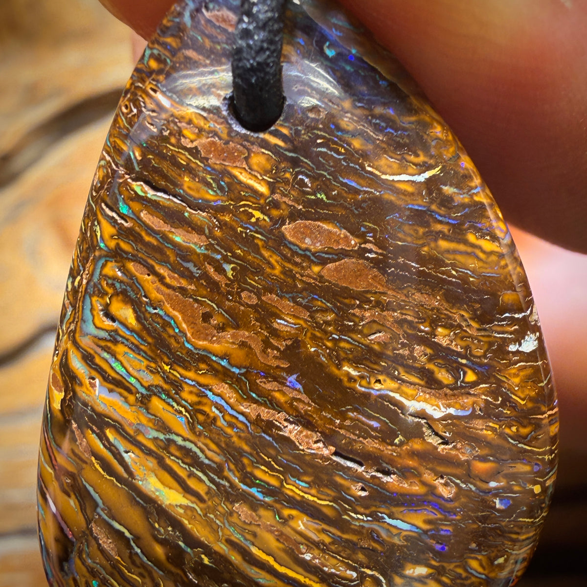 37 x 26mm - Drilled Tribal Queensland Boulder Opal Necklace