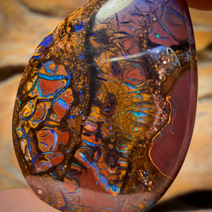 29.6cts - “Conglomerate Faces” Tribal Queensland Boulder Opal from Yowah Picture Stone