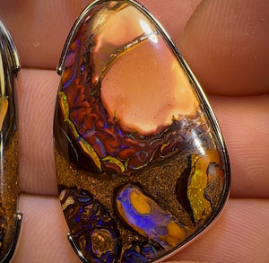 “Partners” Sterling Silver - Boulder Opal Splits UNISEX Pendant PAIR!