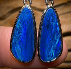Sterling Silver - Australian Boulder Opal Doublet Drop Stud Earrings