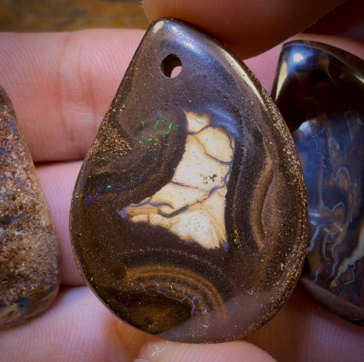 100.5cts - 3x Drilled Queensland Boulder Opals. Wholesale Parcel