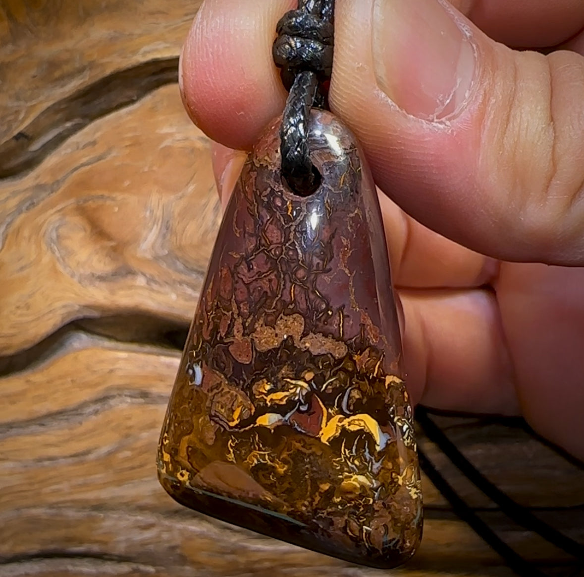 Auction Fall-Through = Your Gain! 🔥 Now More Than 50% Off RRP 🚨 47 x 26mm - Drilled Boulder Opal Pendant w/ Eco Friendly Vegan Cord