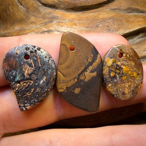 83.2cts - 3x Drilled Queensland Boulder Opals. BARGAIN Wholesale Parcel