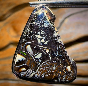 Obsidian Daddy Sterling Silver - UNISEX Solid Tribal Boulder Opal Pendant