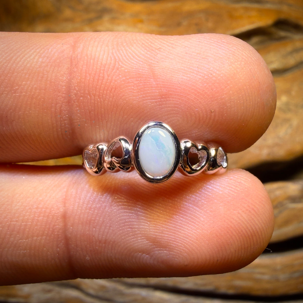 Sterling Silver - Solid South Australian Crystal Opal Ring