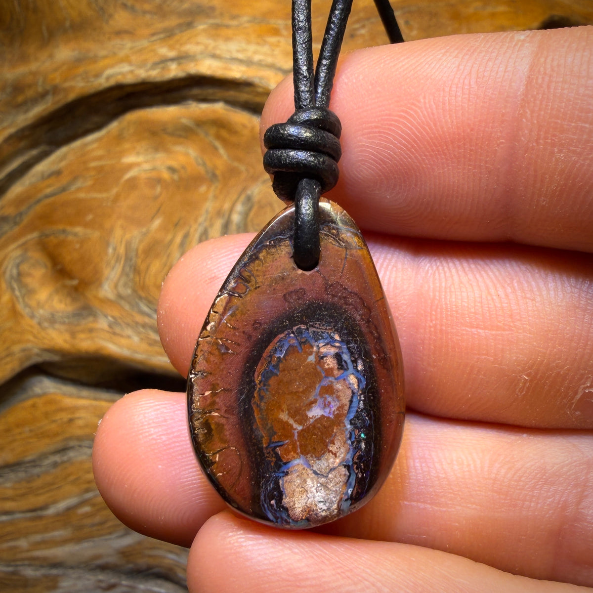 29 x 19mm - Drilled Tribal Queensland Boulder Opal Necklace