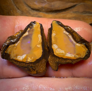TGIF 73.1cts - Yowah Nut Partial Crystal Centre Rough Specimen Pair