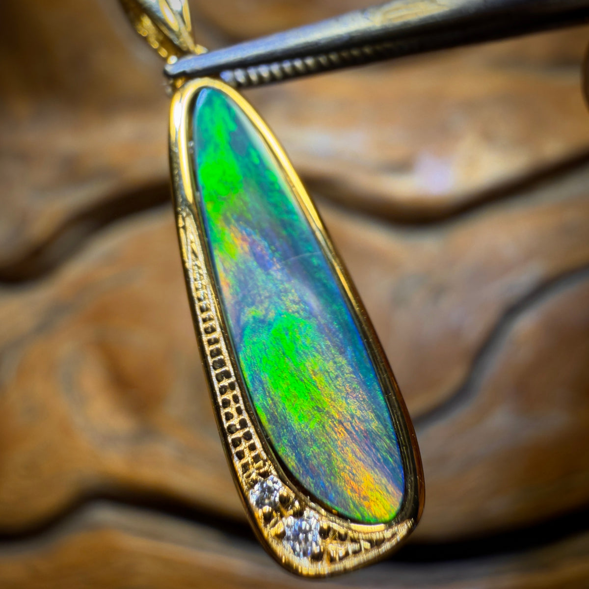 Sterling Silver Gold Plated - Queensland Boulder Opal Doublet Pendant