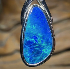 Sterling Silver - Australian Boulder Opal Doublet Pendant - Opal Whisperers