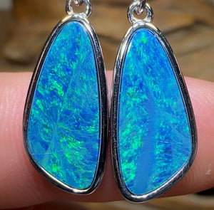 Sterling Silver - Largest Australian Boulder Opal Doublet Hook Earrings - Opal Whisperers