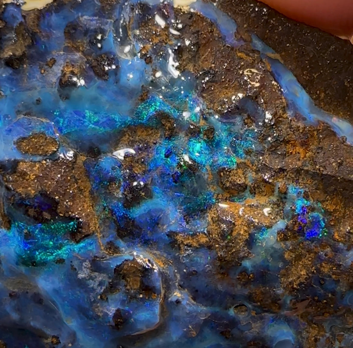 129.8cts - Australian Boulder Opal Rough Preform. Natural Split - Opal Whisperers